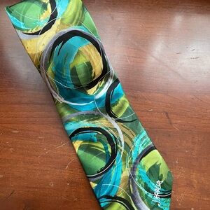 J. Garcia Vibrant Green and Teal Swirl Tie